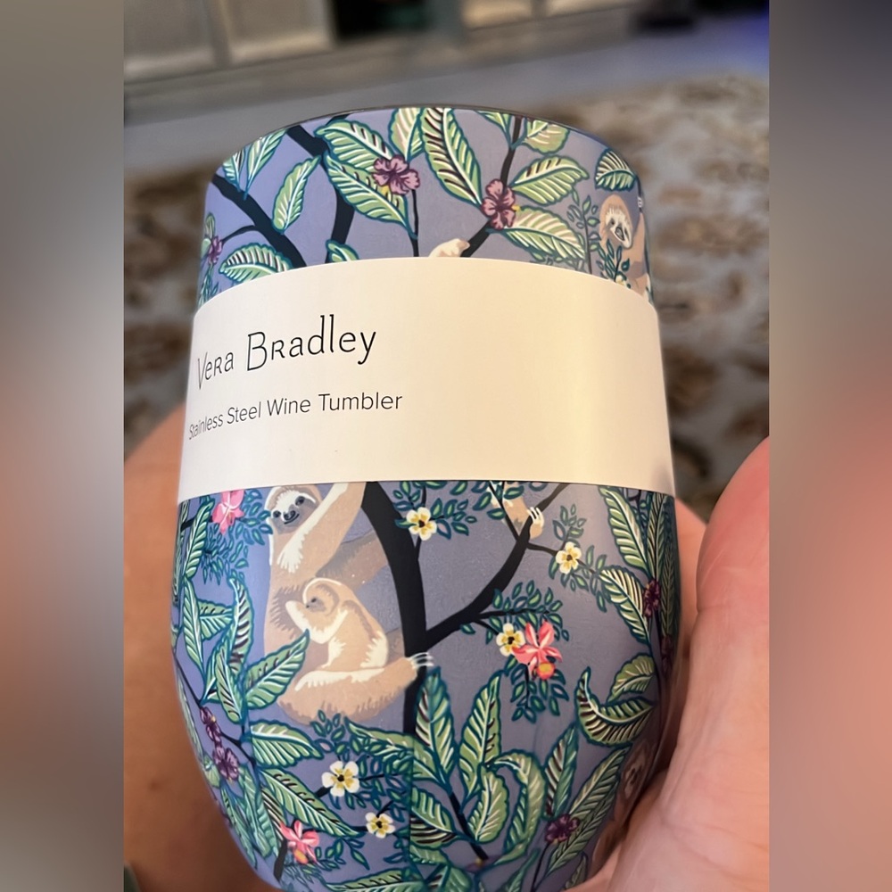 Vera Bradley Hanging Around Purple Sloths 12 oz Stainless Tumblers - Picture 1 of 3